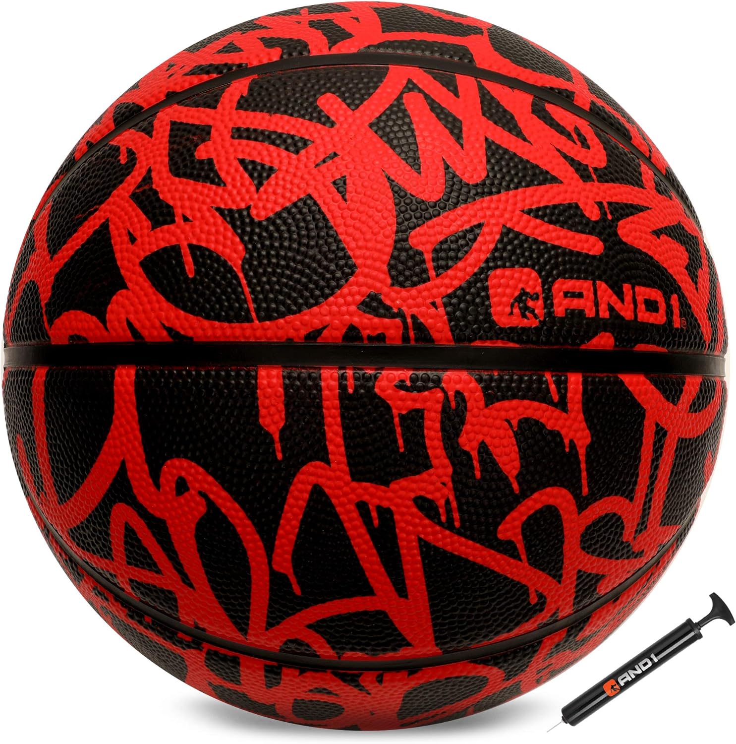 AND1 Fantom Graffiti Basketball in Eye-Catching Red - Unleash Your Skills with Style